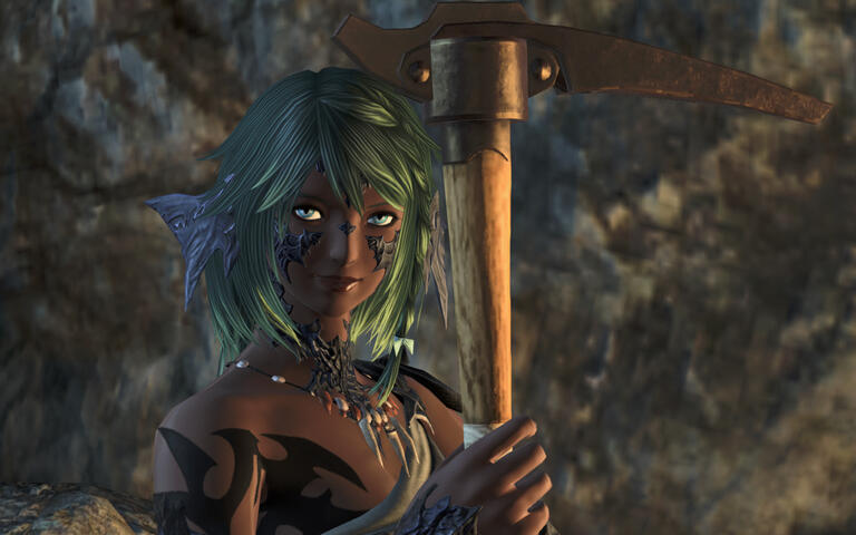 Khav with her trusty pickaxe