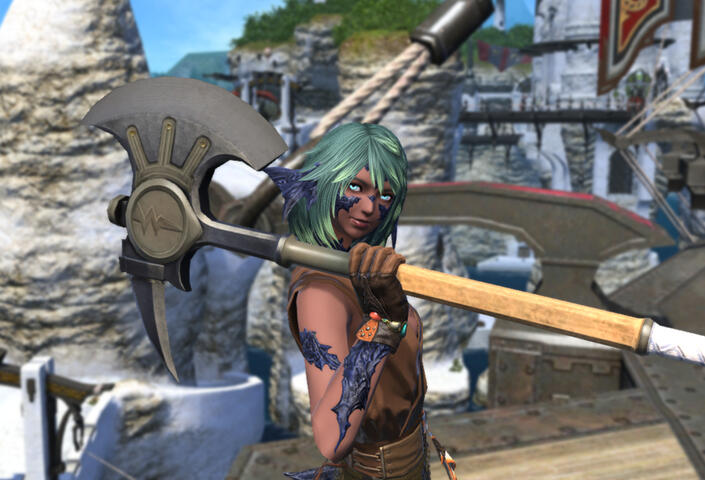 Khavryn Ura with an axe